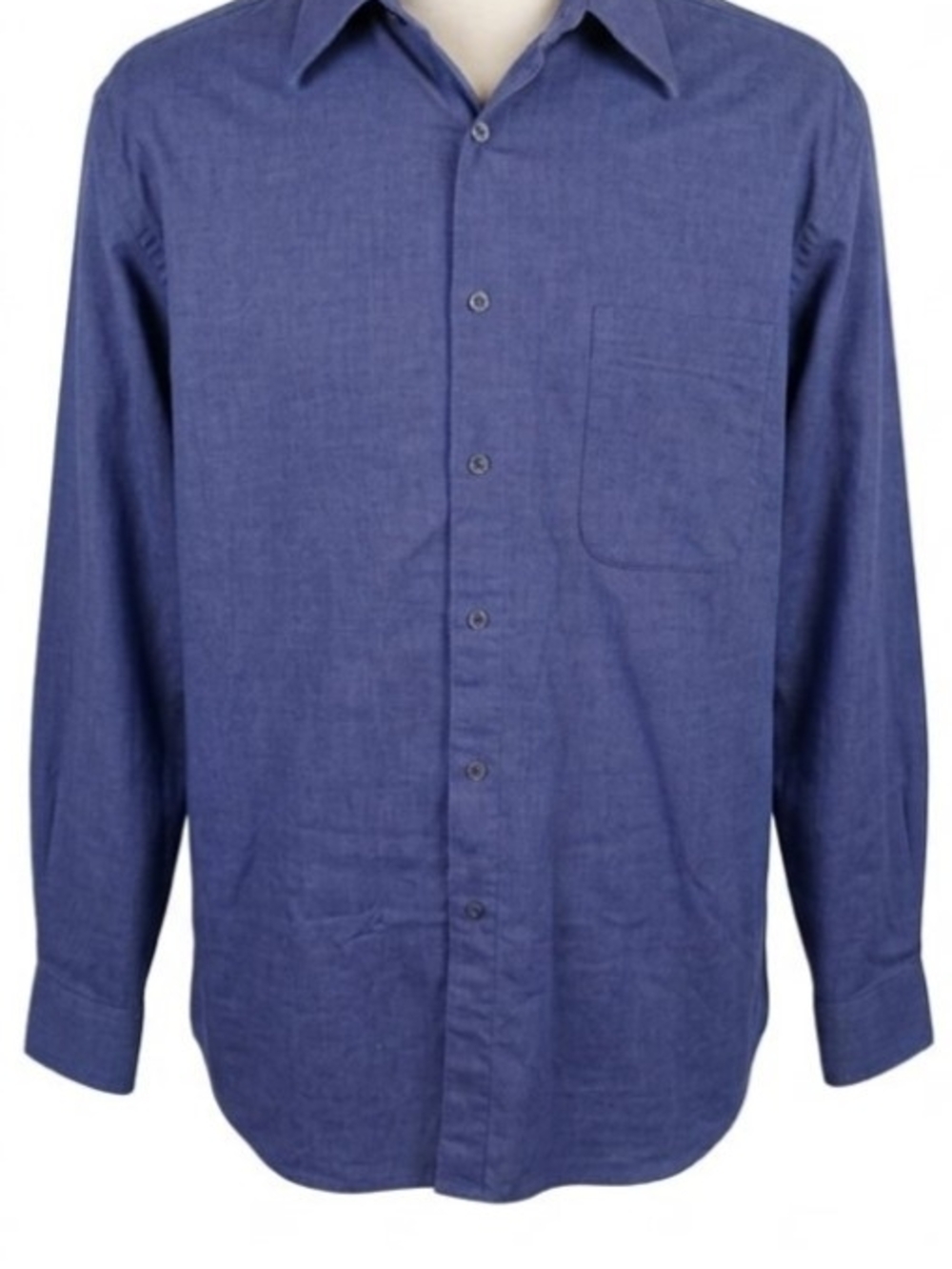 Chaps Ralph Lauren Blue Button Up Dress Shirt Size 16 34 Vintage
